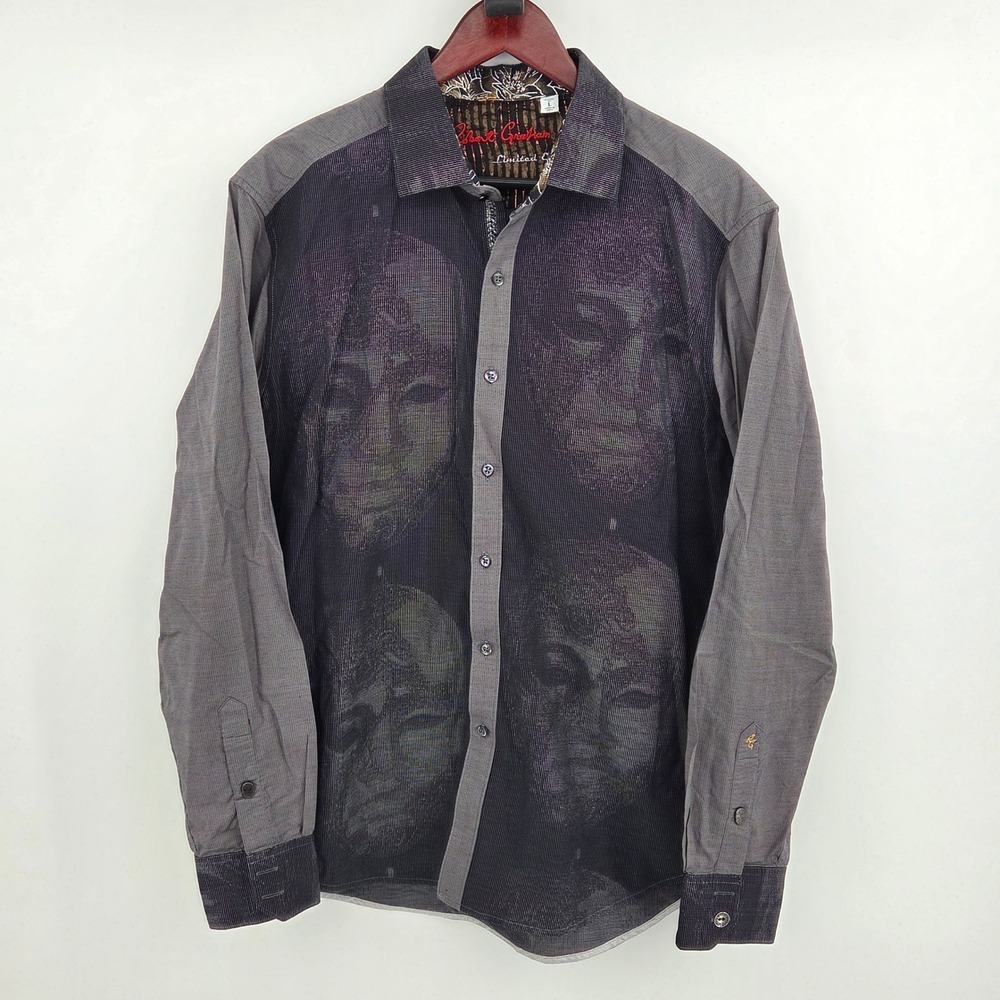 Robert Graham The Mask Beaded Black Dress Shirt Large Limited Edition 156/785